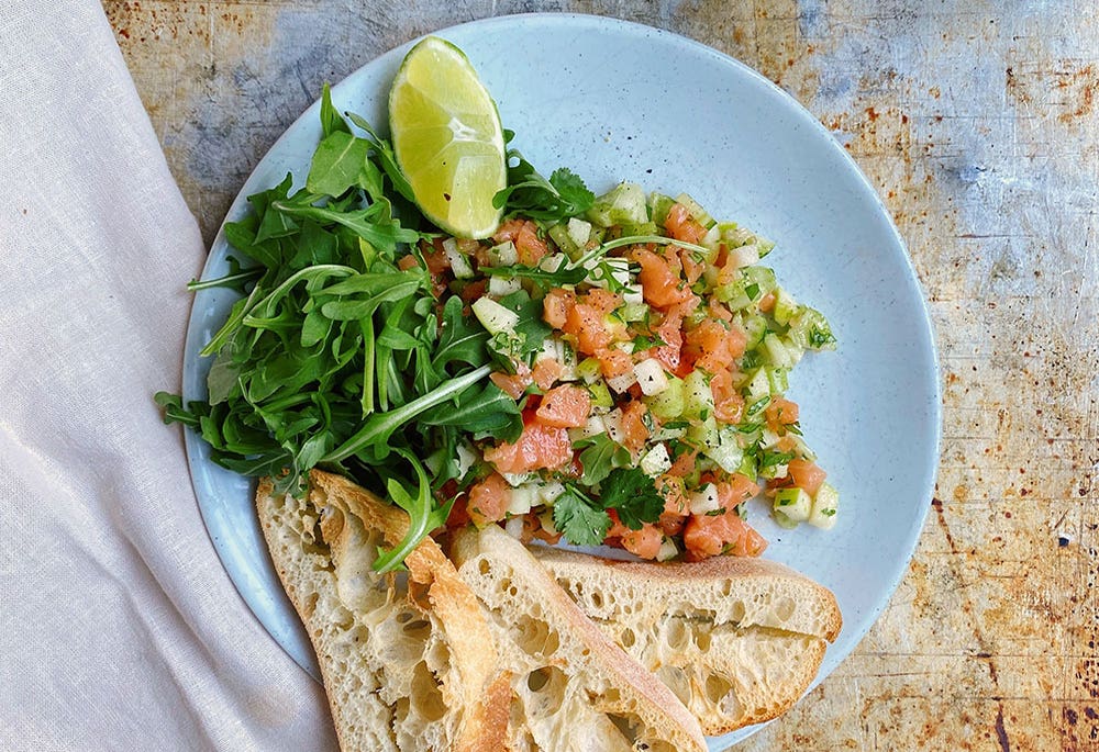 Tartare de saumon fumé à la pomme verte