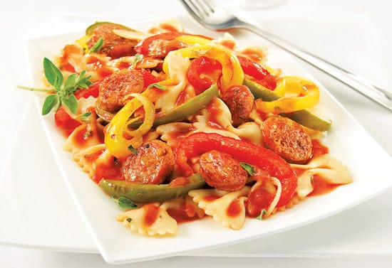 Farfalle with sausage
