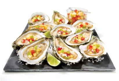 Oysters with sweet and sour salsa