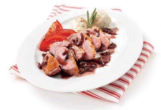Duck breast with red wine sauce
