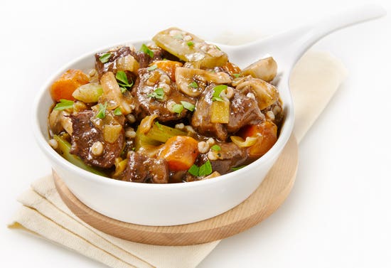 Beef stew with vegetables and barley