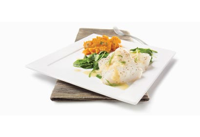 Roasted cod filets, butter sauce