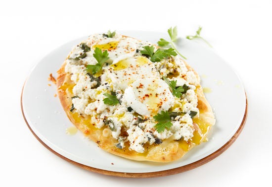 3 cheese and herb pizza on naan bread