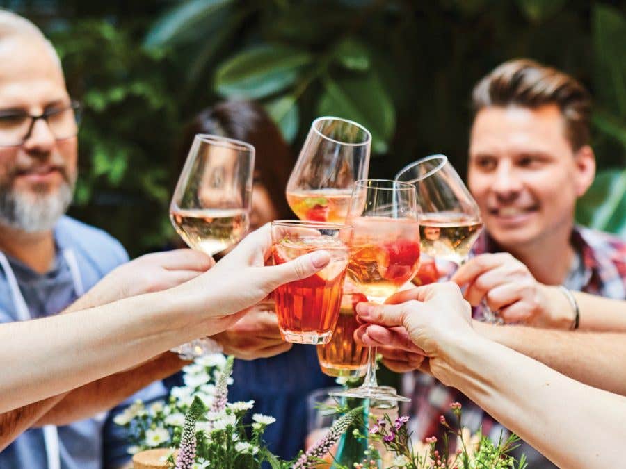 People celebrating around the table