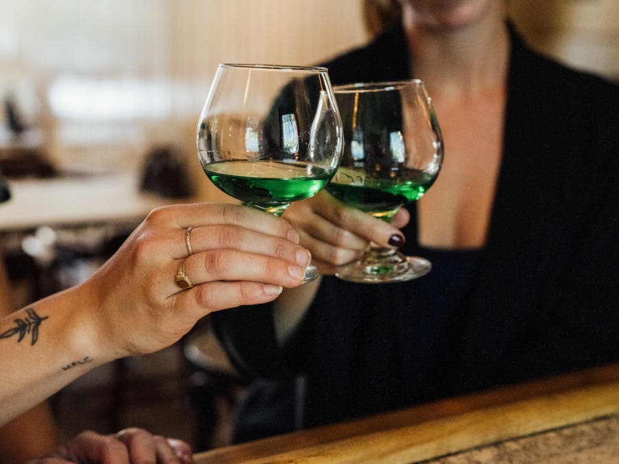 crème de menthe, verre, cocktail, temps des fêtes