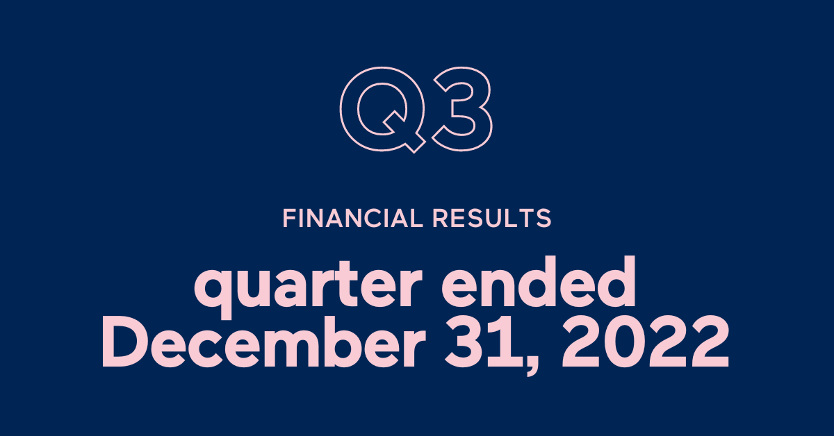 The SAQ announces net income of $541.4 million  for the third quarter of fiscal 2022-2023