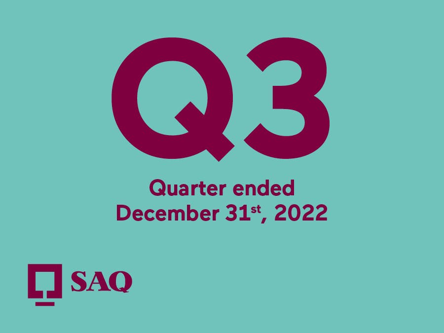 SAQ logo announcing quaterly results