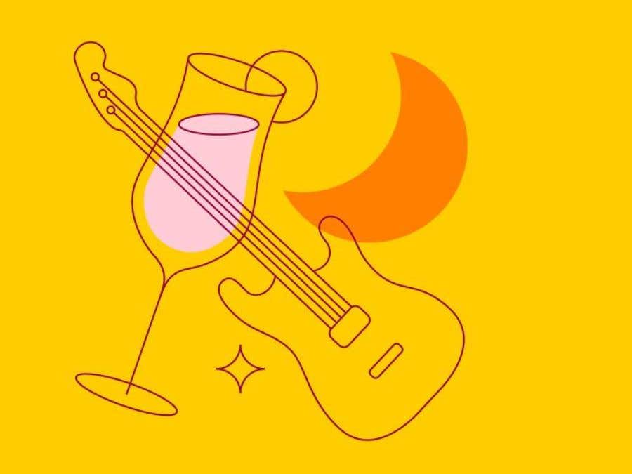 Image d'une guitare électrique et d'un cocktail