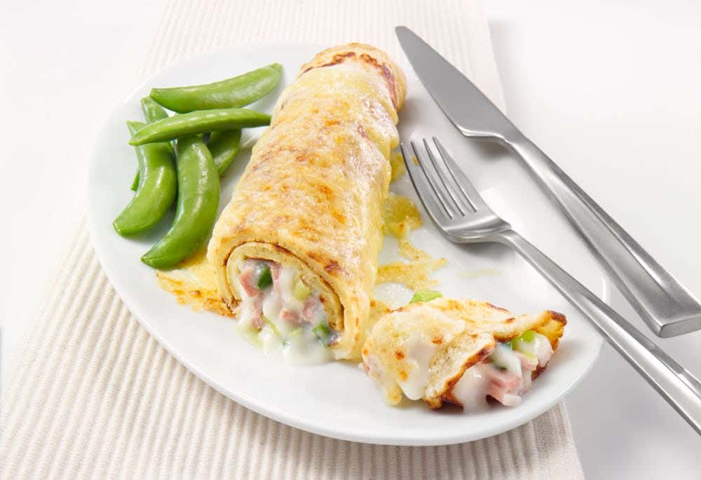 Crepes with ham and cheese