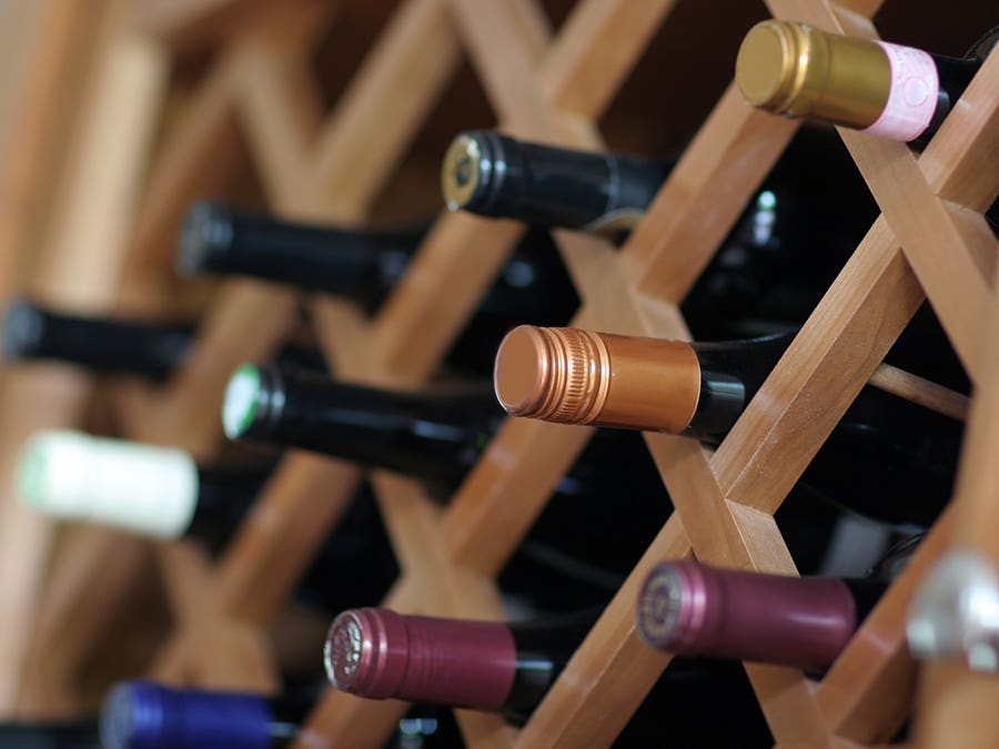 Wine stored in a cellar