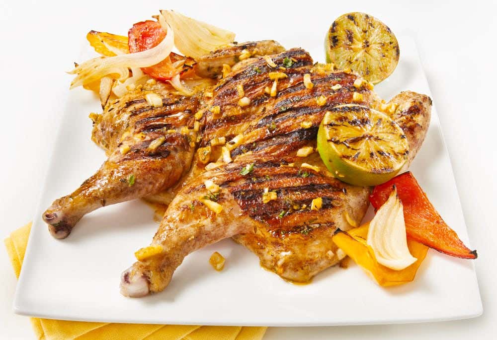 Moroccan spiced grilled Cornish hen