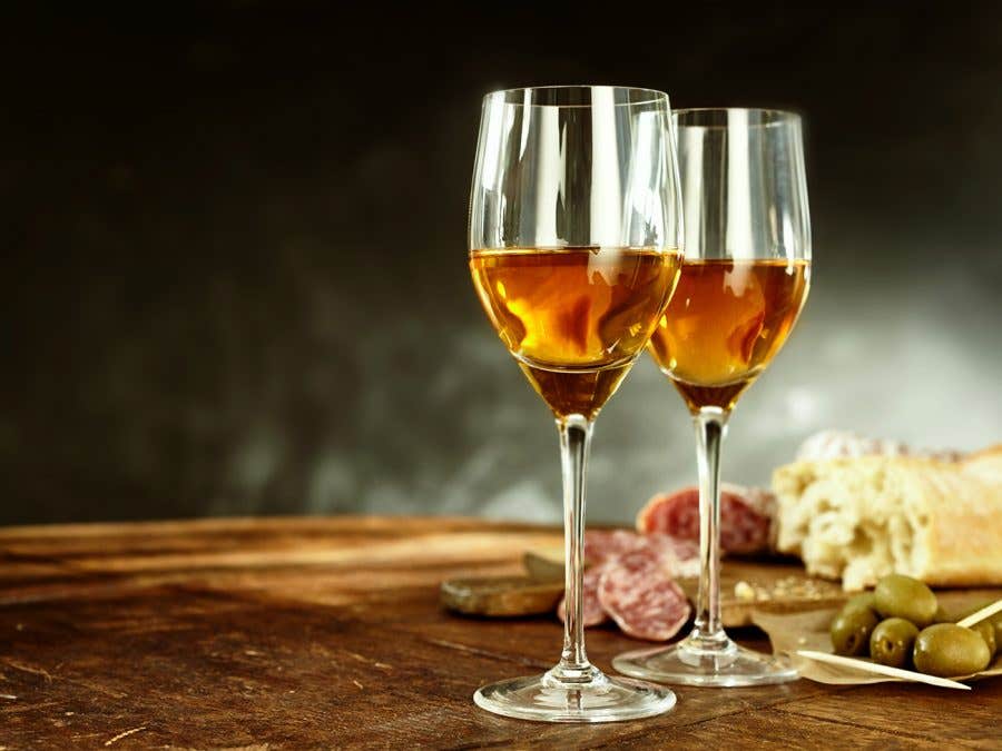 Glasses of sherry.