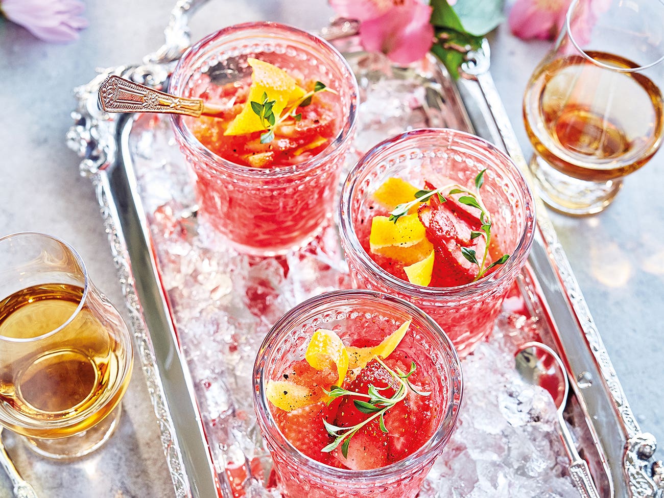 Strawberry granita cocktail