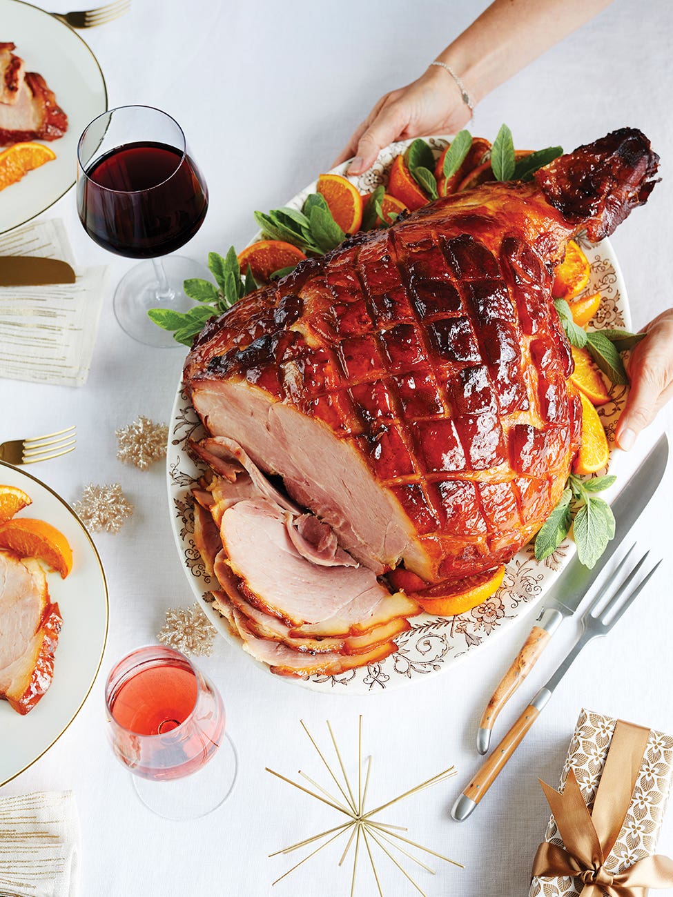 Orange and ginger-glazed ham roast