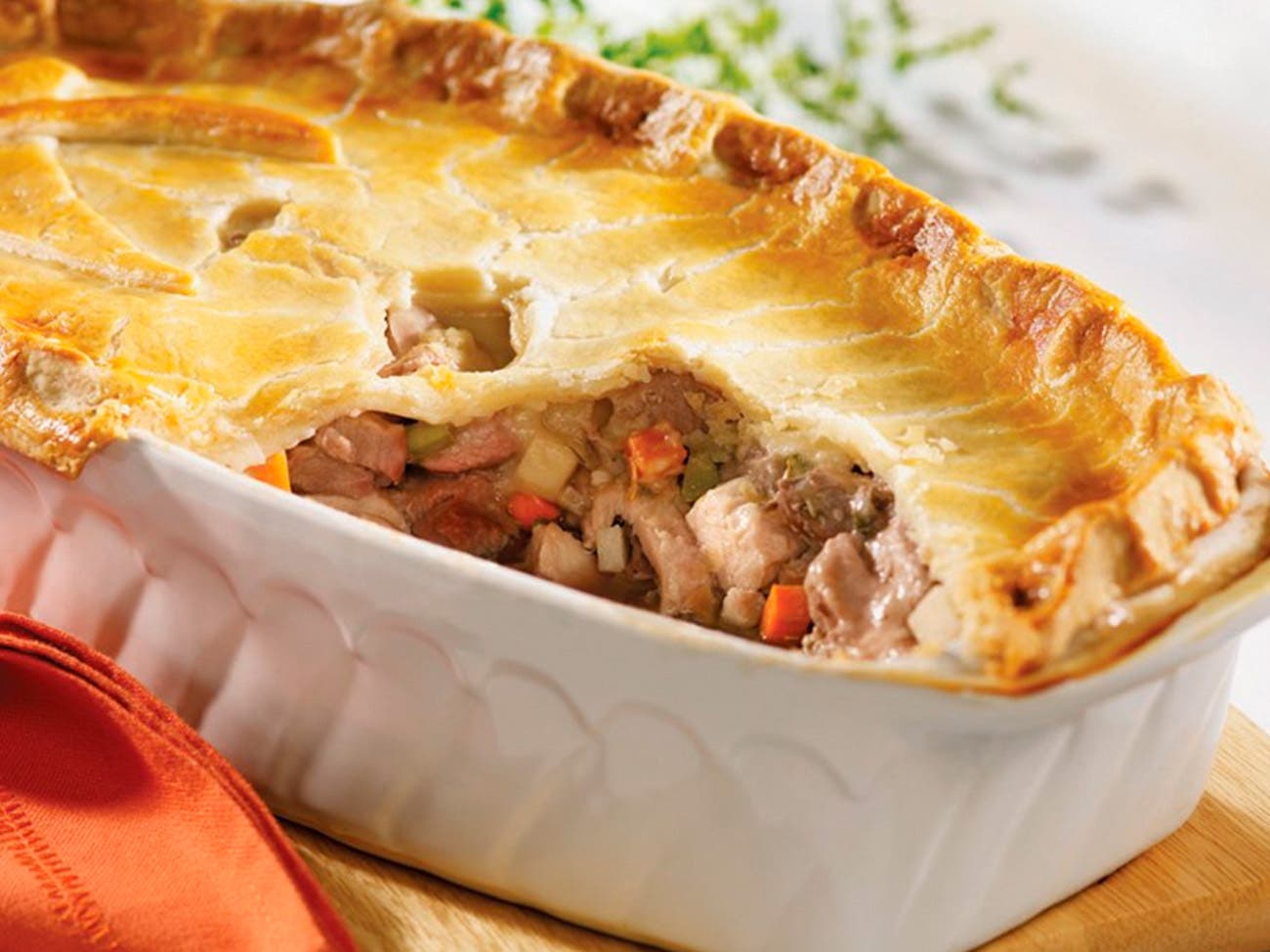 Traditional three-meat pie