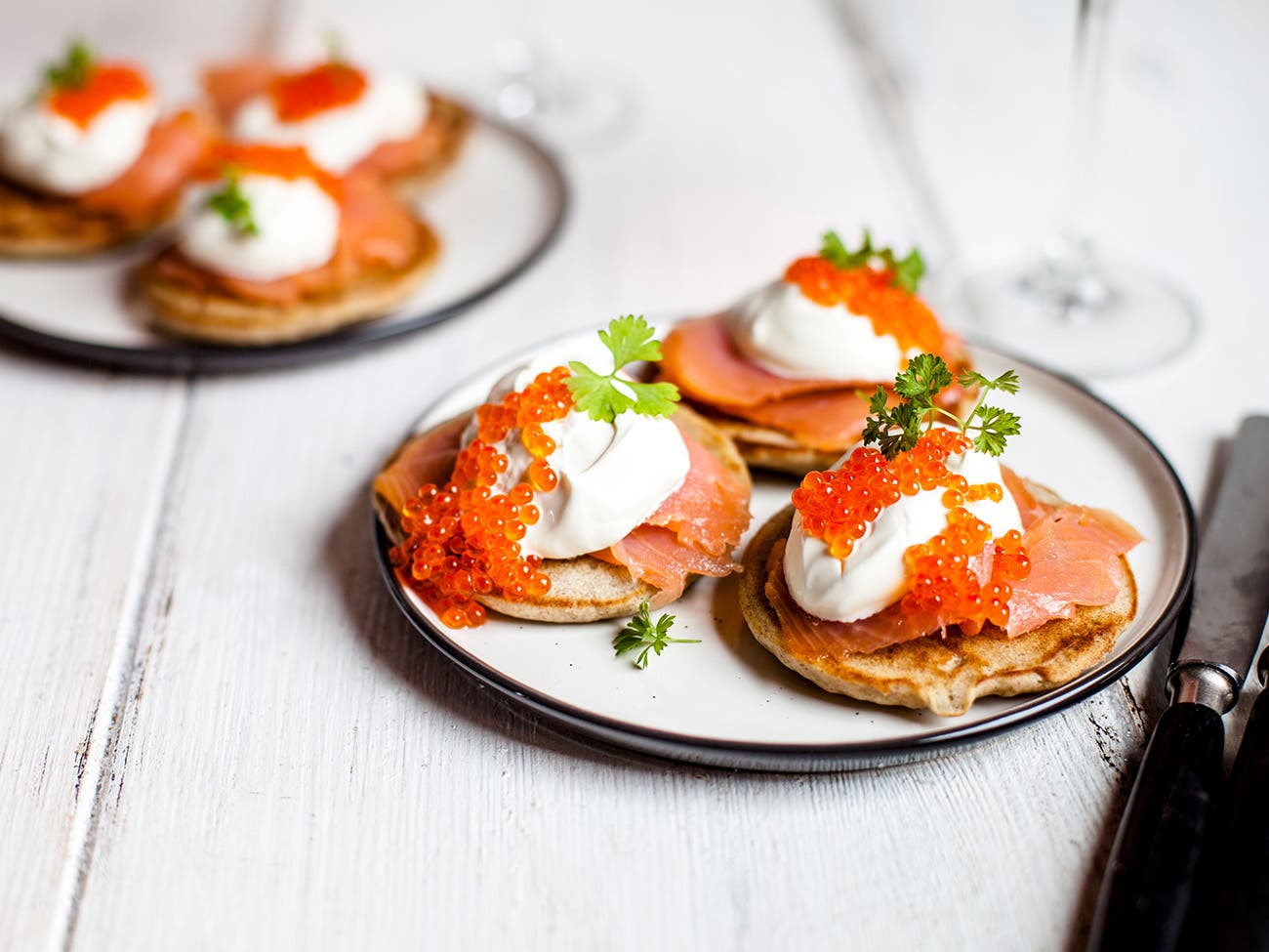 Blinis au saumon fumé et caviar