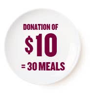 Donation of 10$ = 30 meals Donation of 10$ = 30 meals