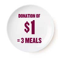 Donation of 1$ = 3 meals Donation of 1$ = 3 meals
