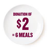 Donation of 2$ = 6 meals Donation of 2$ = 6 meals