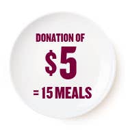 Donation of 5$ = 15 meals Donation of 5$ = 15 meals