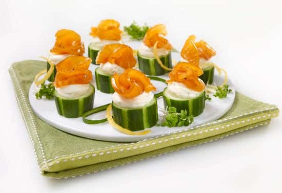 Smoked salmon and cucumber canapés