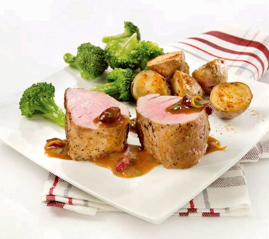 Pork tenderlion with cranberries and orange