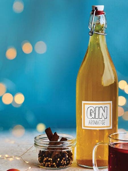 Ensemble d'aromates maison Bouteille de gin aromatisé
