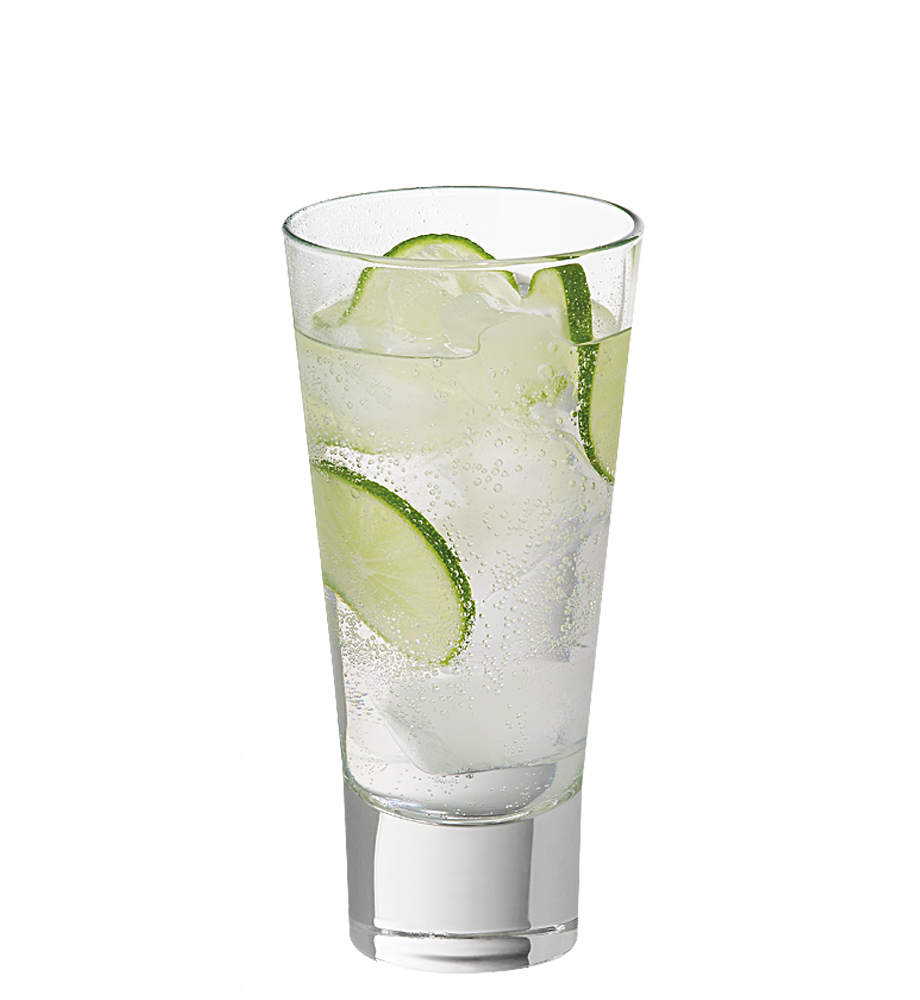 cocktail glass with gin tonic lime