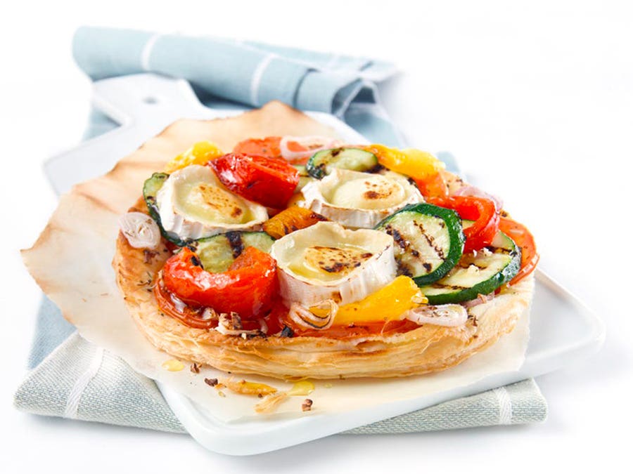 Grilled vegetable and goat cheese tart