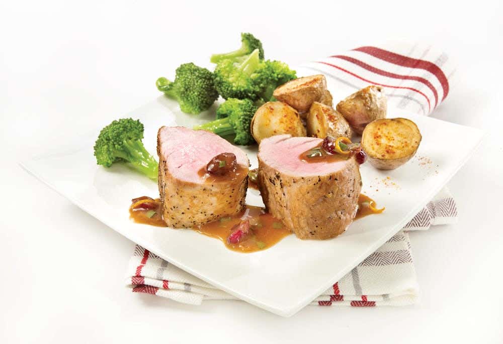 Pork tenderlion with cranberries and orange