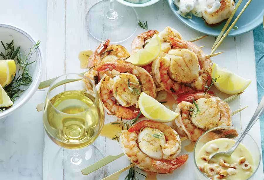 Brochettes de fruits de mer