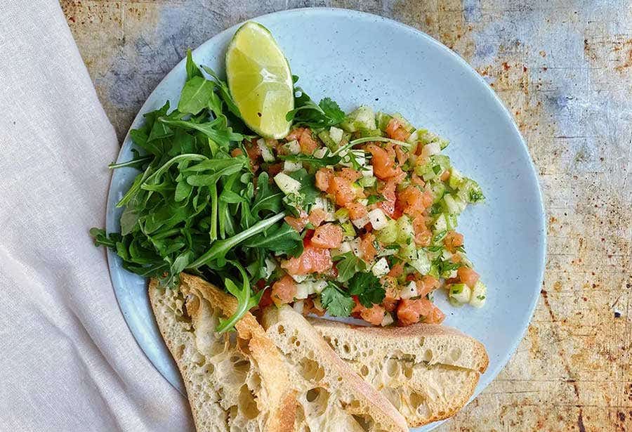 Tartare de saumon fumé à la pomme verte