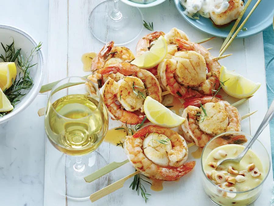 Brochettes de fruits de mer