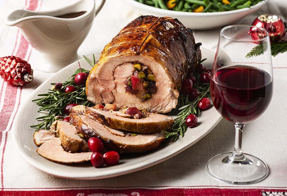 Apple-stuffed roast of pork